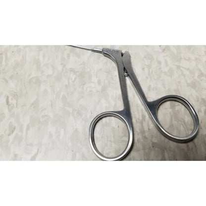Silver surgical forceps with fine curved tip and engraved branding for hologic ths-01513 operative diagnostic sheath use
