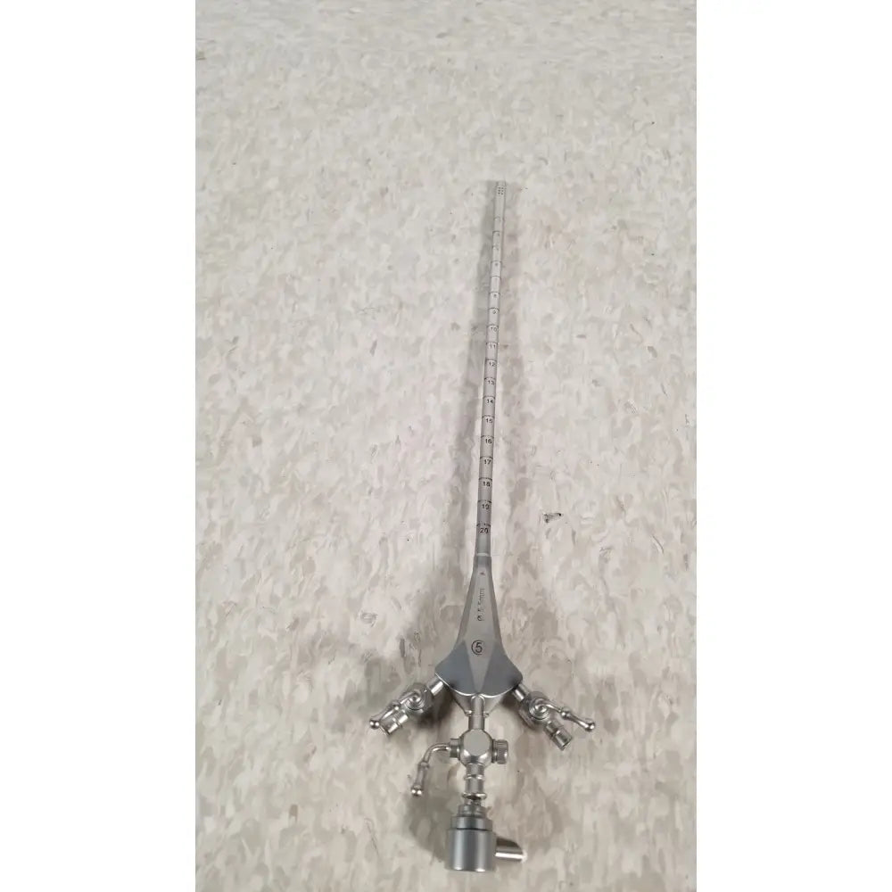 Silver surgical diagnostic sheath with measurement markings and valve controls hologic ths-01513 operative hysteroscope
