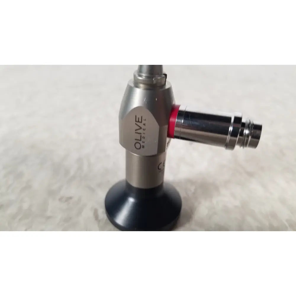 Silver and black hologic ths-01513 operative diagnostic sheath with red accent ring for hysteroscope use by olive medical