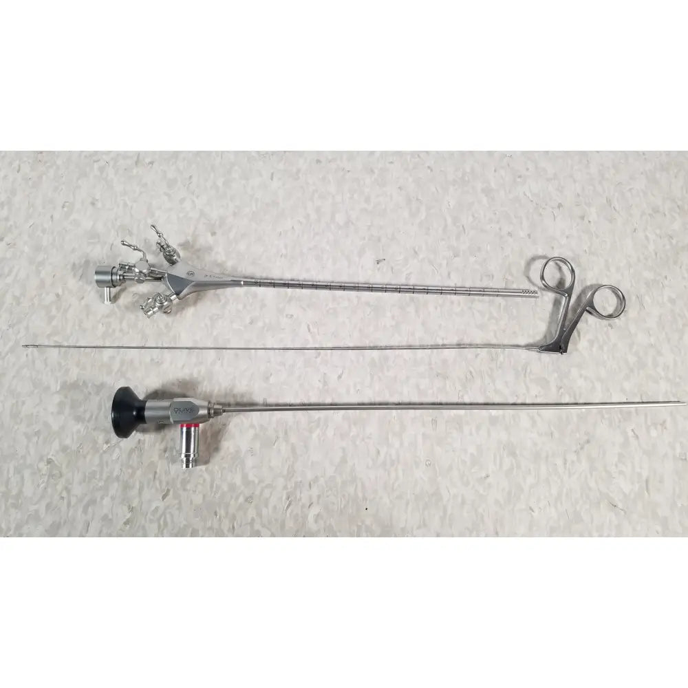 Silver hologic ths-01513 operative diagnostic sheath set featuring 5.5mm x 30° hysteroscope with laparoscopic camera and forceps