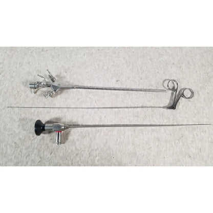 Silver hologic ths-01513 operative diagnostic sheath set featuring 5.5mm x 30° hysteroscope with laparoscopic camera and forceps