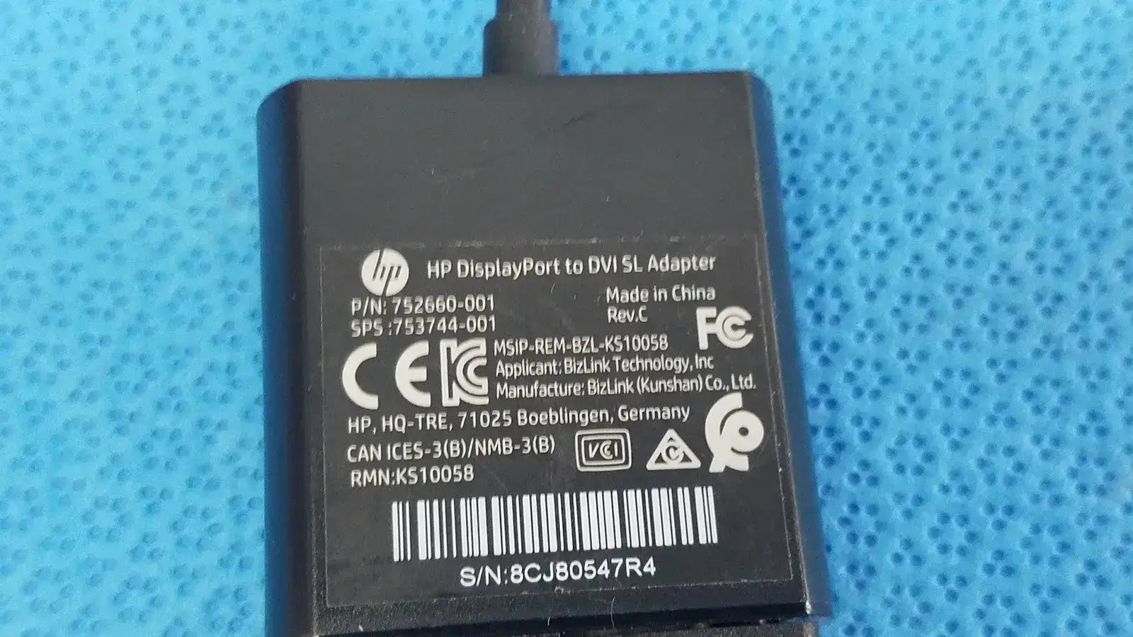 HP DisplayPort to DVI SL Adapter Cable with E119932-T AWM Cable DisplayPort to DVI Adapter Cable, second-hand product photo 2