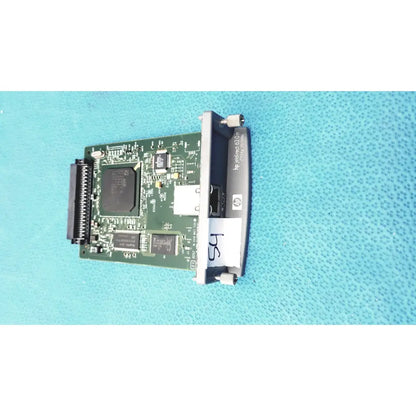Hp jetdirect 620n fast ethernet print server network interface card with green circuit board and black components