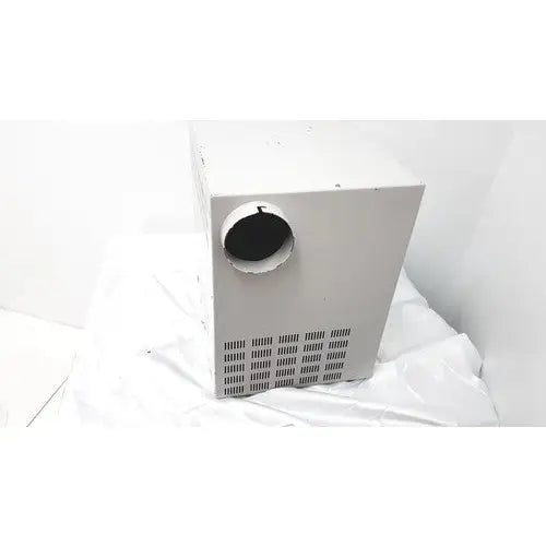 White rectangular hp power module laser with a circular opening and horizontal slotted vents showing laser power output