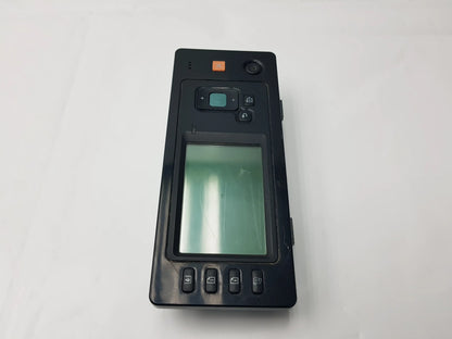 Black handheld scanner control panel with rectangular screen and orange button compatible hp designjet overlay control panel