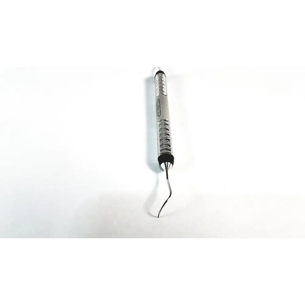 Silver hu-friedy explorer 11/12 odu pq2n7 dental instrument with textured grip and black rubberized ends for periodontal use