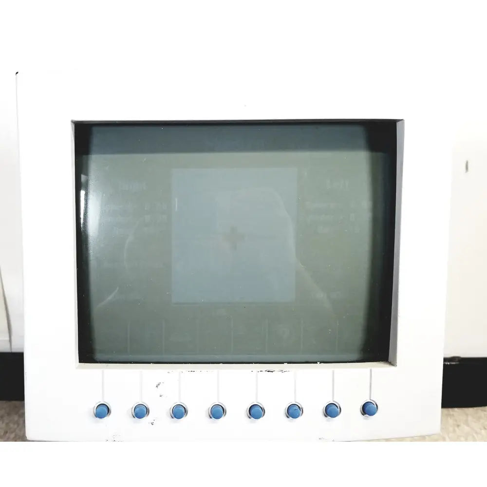 Humphery instruments white plastic lens analyzer with black screen and seven blue buttons for reuse medical use