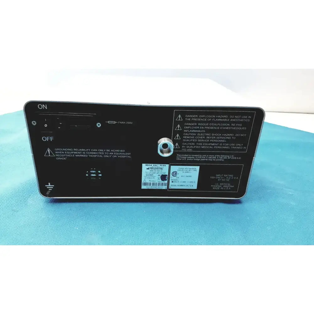 I.C Medical MegaDyne MegaVac Plus Smoke Evacuator with Charcoal Filter Unit Smoke Evacuator, second-hand product photo 4