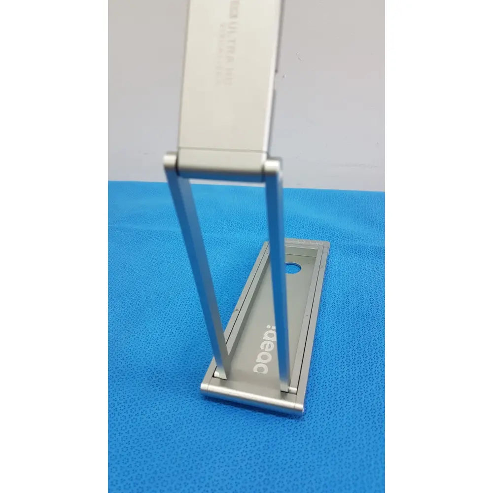 Silver metallic foldable visualizer document camera stand with sleek design and ideac engraving for dc400 4k foldable use