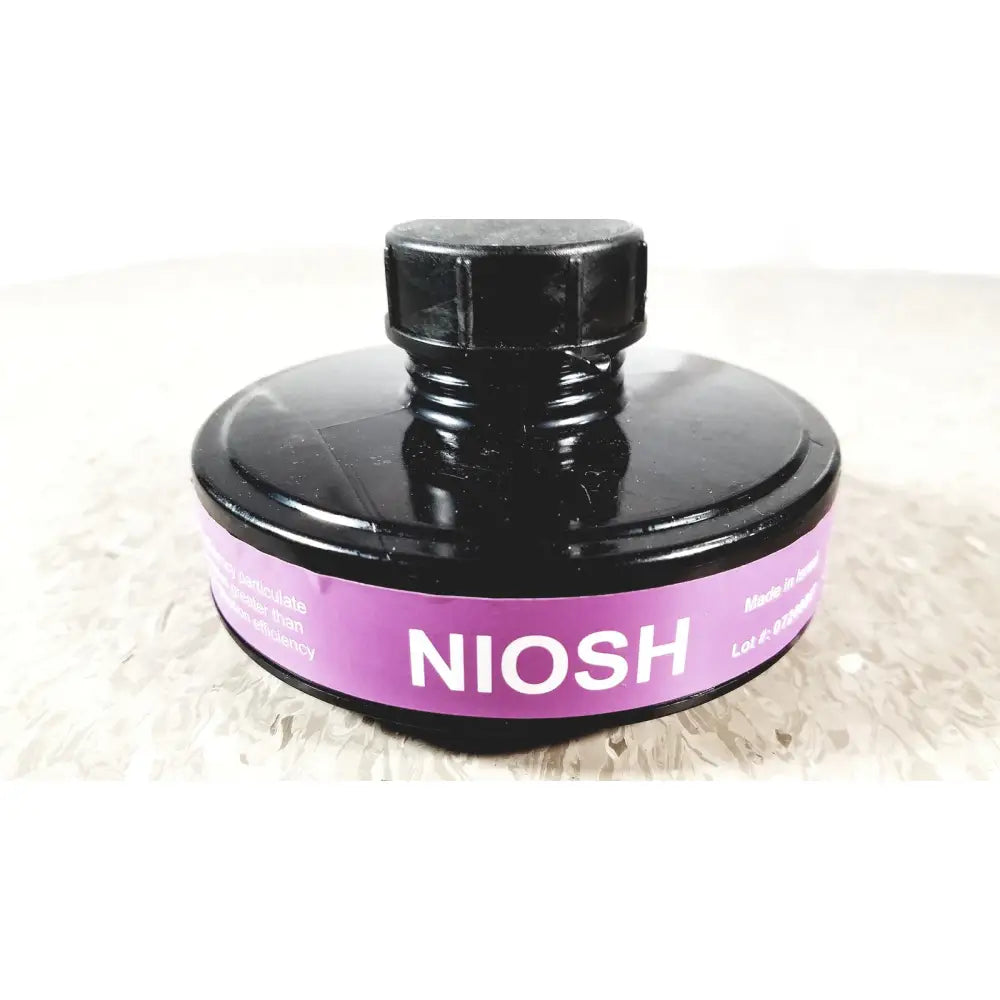Ilc dover s-4002 filter is a black threaded niosh respirator filter with a purple label for sentinel xl powered air use