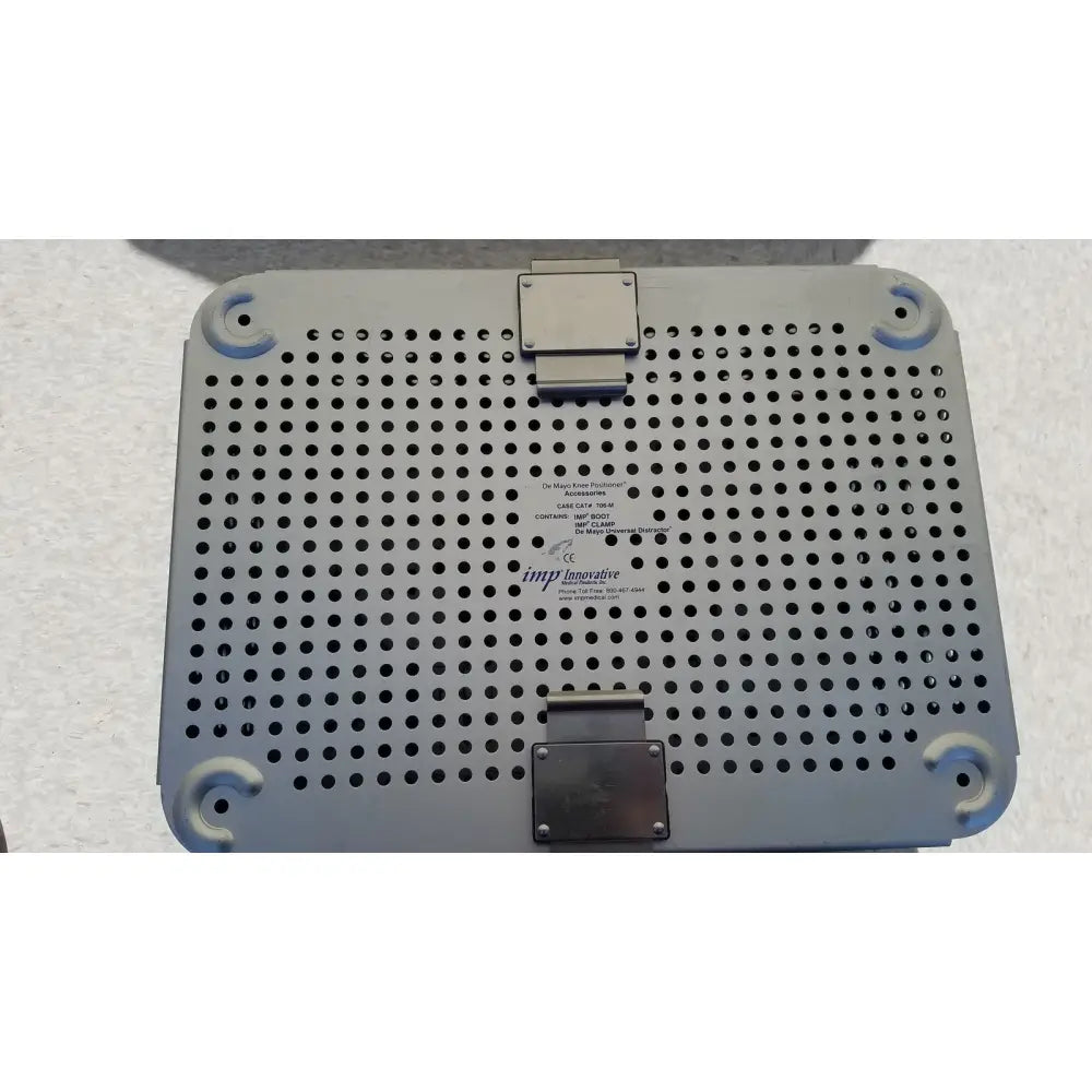 Gray perforated laptop cooling pad with metallic clamps and corner feet for imp innovative medical mayo knee positioner accessories tray