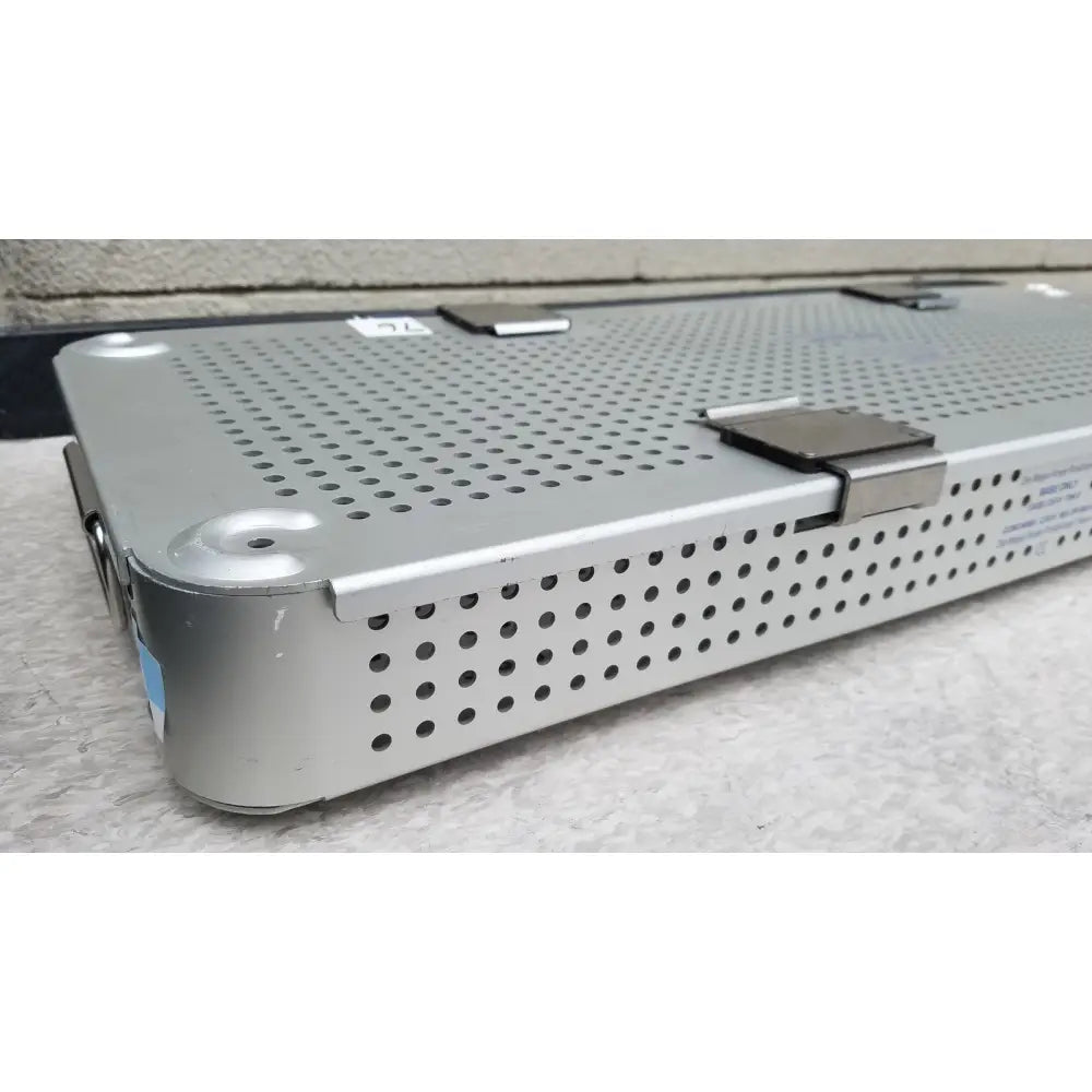 Imp innovative medical silver perforated metal mayo knee positioner base tray with reinforced corners and locking latches