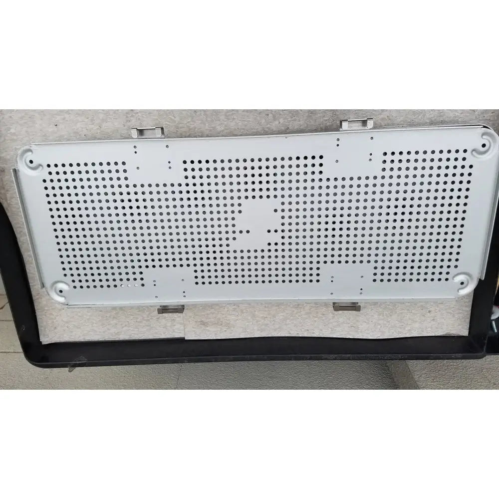 Silver perforated metal panel with reinforced corners for imp innovative medical mayo knee positioner base tray