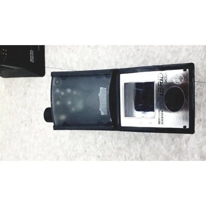 Black and silver industrial scientific mx6 ibrid handheld multi-gas monitor with rectangular display and metallic ibrid mix panel