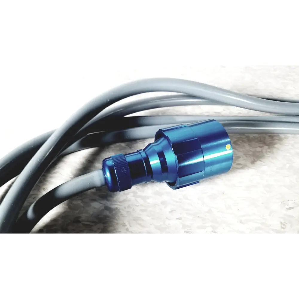 Blue metallic industrial power plug with threaded collar and gray cable for integra cusa excel khz clarity handpiece ultrasonic system