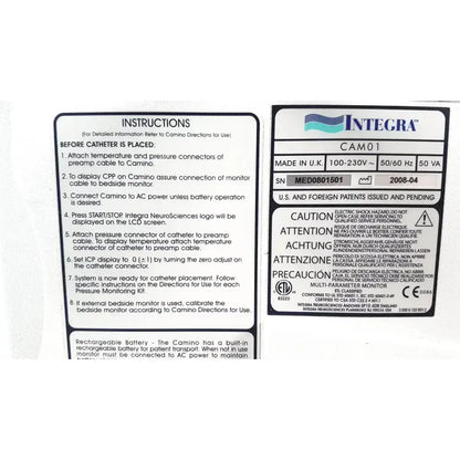 Integra Lifesciences Camino CAM01 Patient Monitor Patient Monitor, second-hand product photo 4
