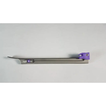 Intubrite Miller stainless steel laryngoscope blade with a curved metallic blade and purple plastic handle