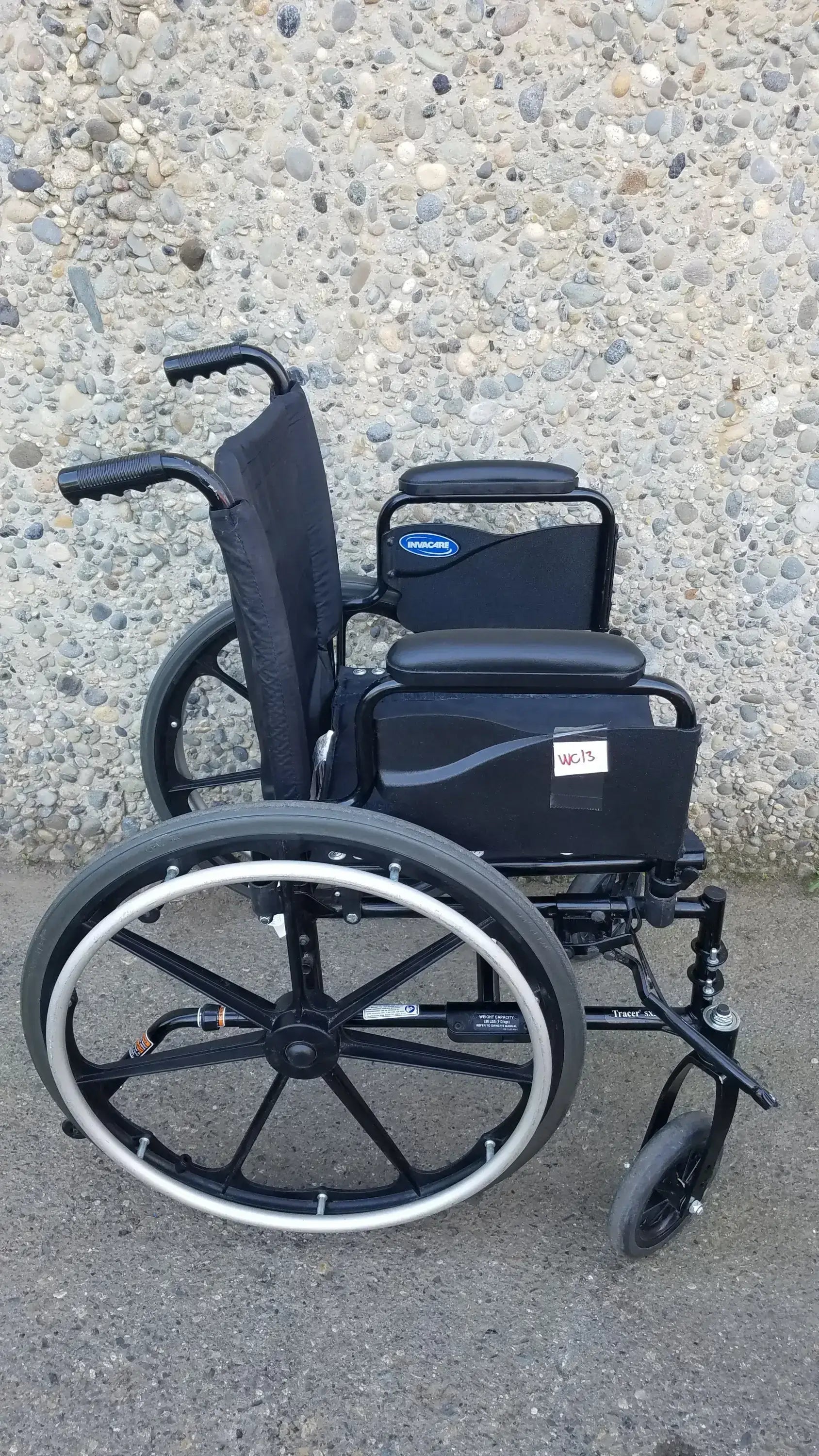 Reuse Medical Equipment Invacare Tracer SX5 Black Wheelchair Armrests Wheelchairs, second-hand product photo 1