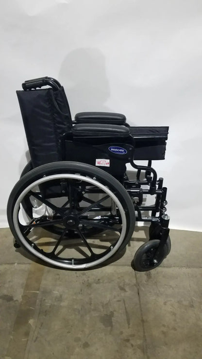 Reuse Medical Equipment Invacare Tracer SX5 Folding Wheelchair – Black Finish with Padded Arm Supports Wheelchairs, second-hand product photo 1