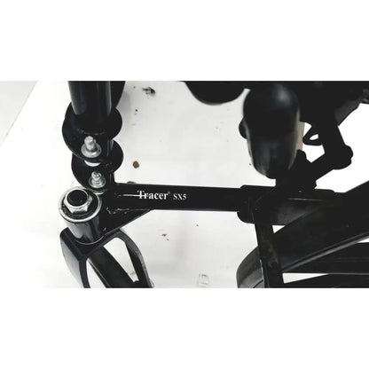 Invacare tracer sx5 manual wheelchair frame in black with metallic hardware and sleek sturdy folding design for adults