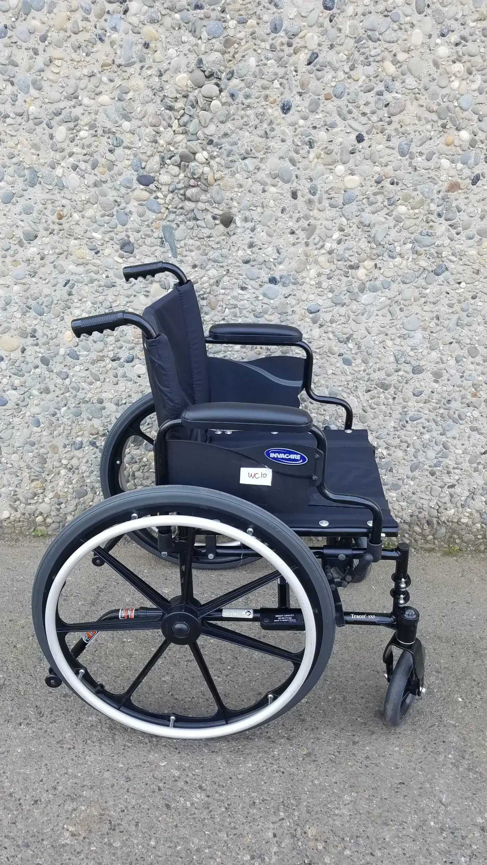 Reuse Medical Equipment Invacare Tracer SX5 Wheelchair Arm Rest Black Wheelchair, second-hand product photo 1