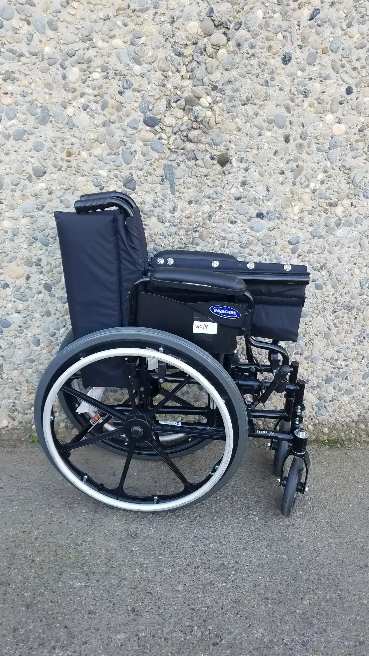 Reuse Medical Equipment Invacare Tracer SX5 Wheelchair Black Steel Frame w/ Desk Armrests Wheelchairs, second-hand product photo 1