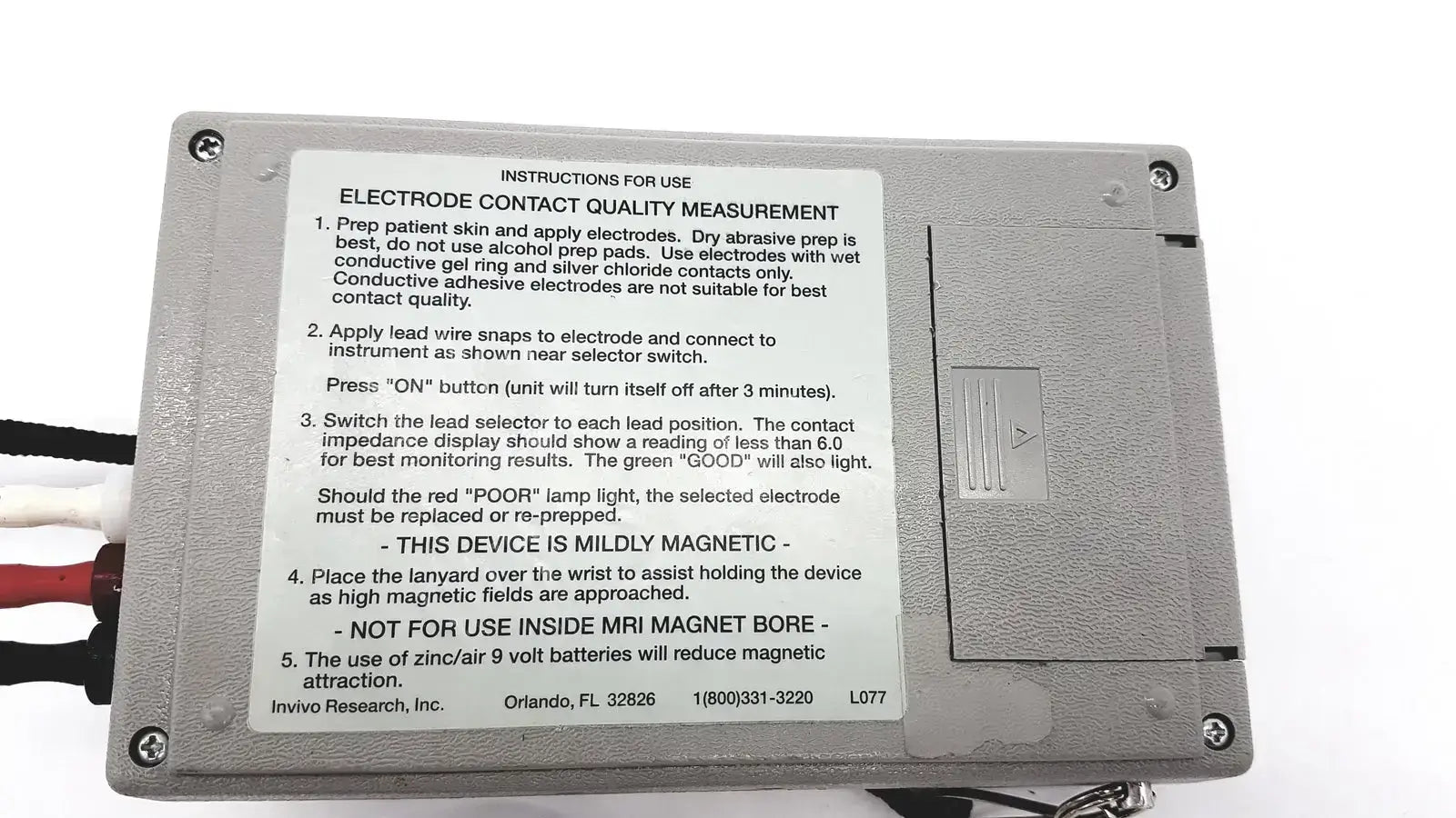 Invivo Research P/N 9392 ECG Electrode Impedance Meter ECG Electrode Impedance Meter, second-hand product photo 9
