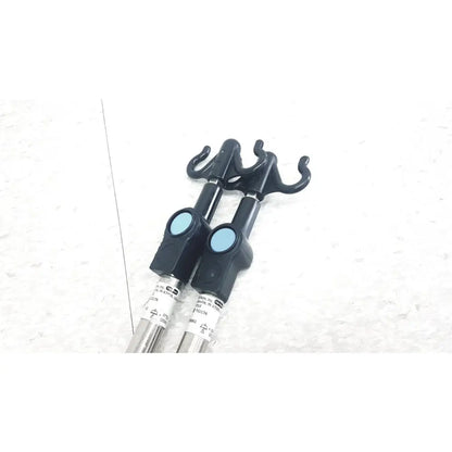 Black plastic hook extenders with light blue buttons and metallic shafts for reuse medical hillrom p2217a iv pole
