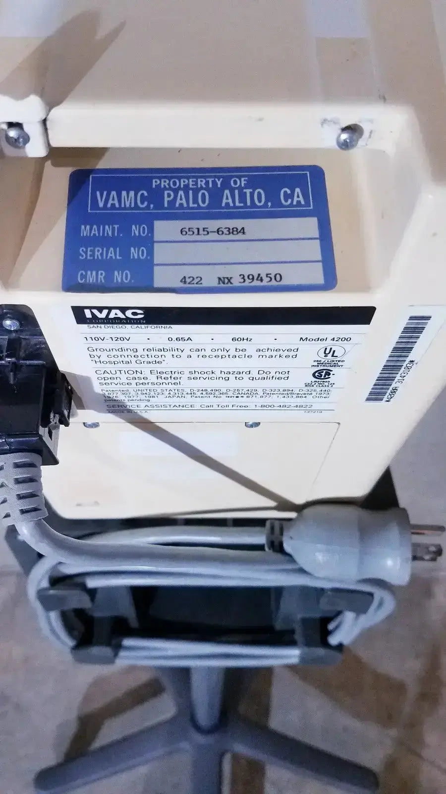 IVAC Corporation Vital Check 4200 With Stand Vital Signs Monitor, second-hand product photo 8