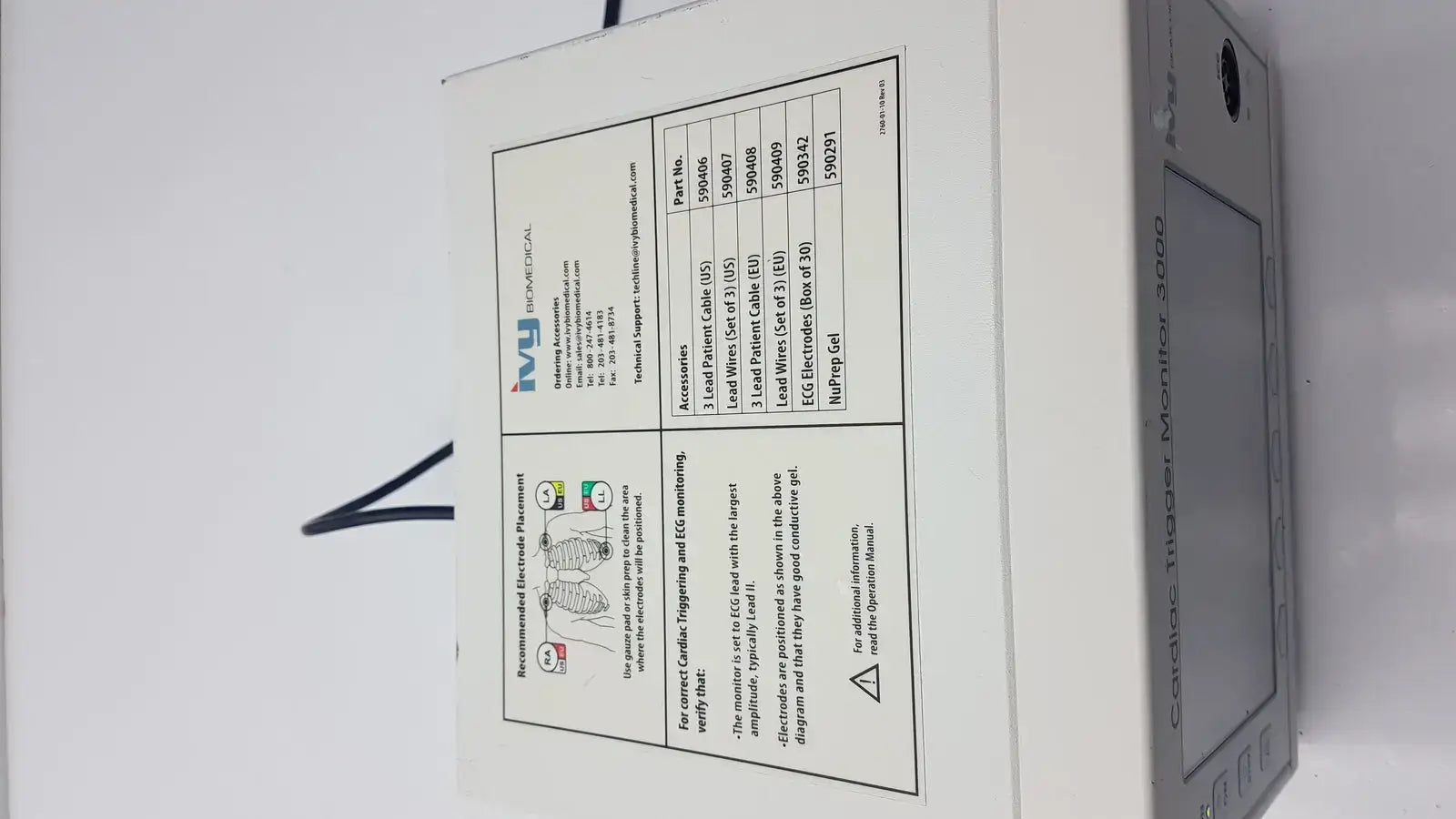 IVY Biomedical Cardiac Trigger Monitor 3000 Cardiac Trigger Monitor, second-hand product photo 8
