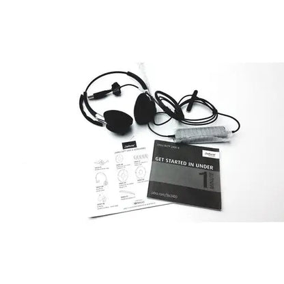 Black jaabra headband headset hsc021 over-ear headphones with padded earcups and coiled cable for comfortable use