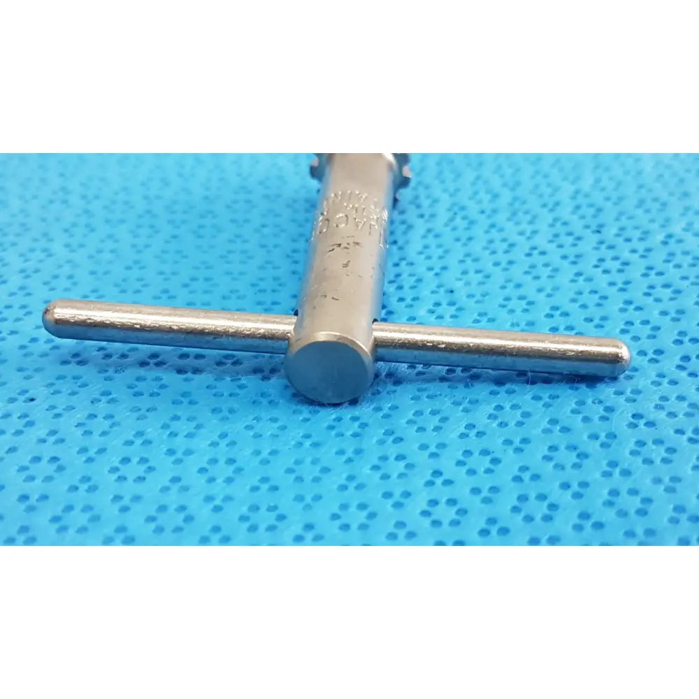 Silver t-shaped jacobs kim key 1m stainless precision chuck key with engraved markings on its cylindrical body