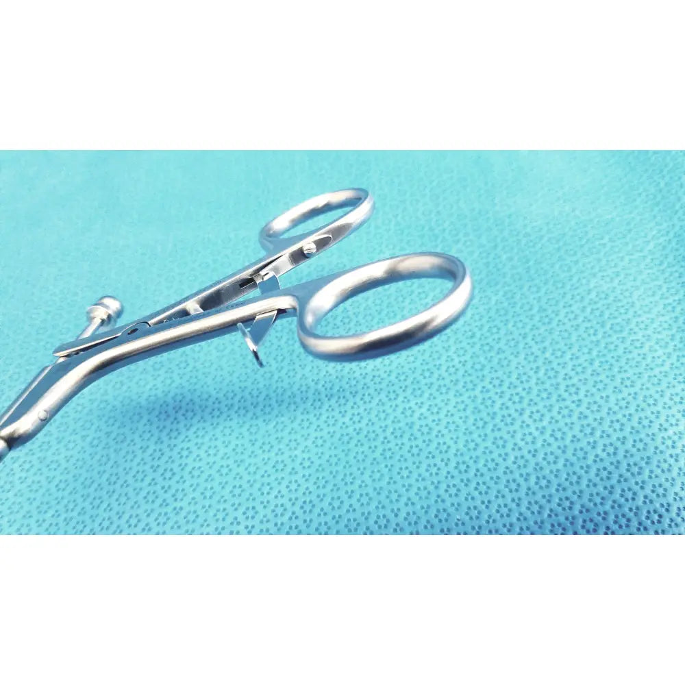 Silver jarit 600-400 stainless steel laparoscopiic clamp with polished finish and ergonomic ring handles