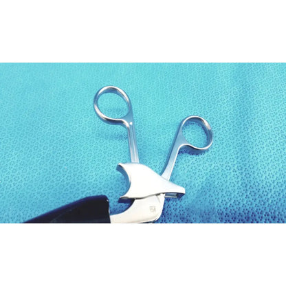 Jarit 610-140 roto-lok stainless steel clamp with silver curved notched tip and rounded handles steel clamp tool