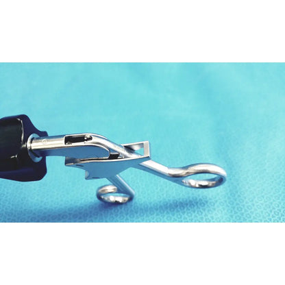 Silver jarit 610-140 roto-lok stainless steel surgical forceps with black ergonomic handle for precise use