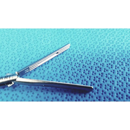 Jarit 610-140 roto-lok stainless steel surgical scissors with serrated blades and polished metallic finish