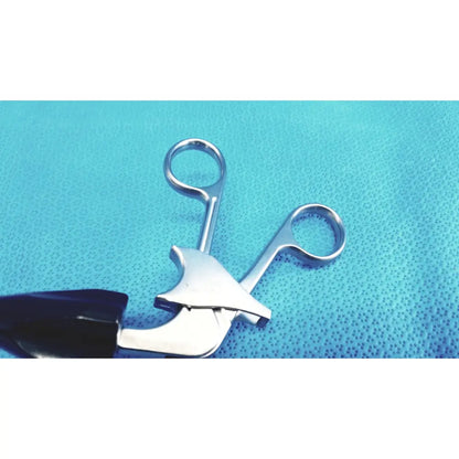 Jarit 610-140 stainless steel roto-lok surgical forceps with curved toothed jaws in silver steel roto-lok design