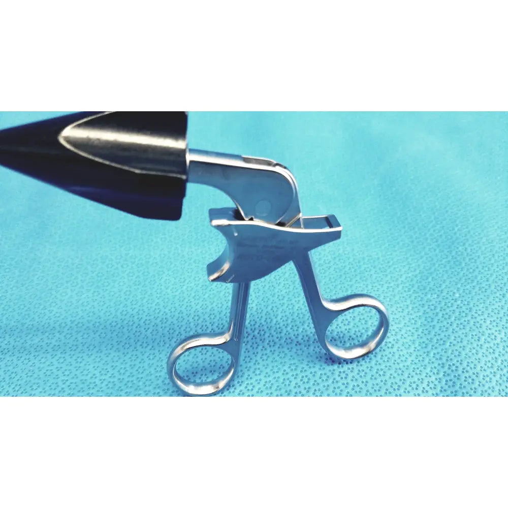 Jarit 610-140 stainless steel roto-lok surgical instrument with black-tipped handle and curved steel roto-lok ends