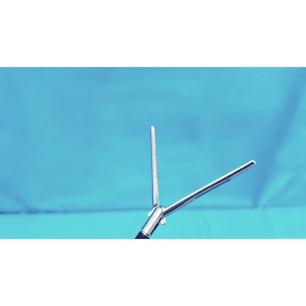 Jarit 610-140 stainless steel roto-lok surgical forceps with silver serrated tip and polished handles