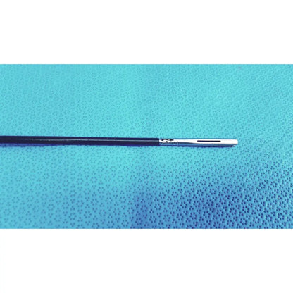 Black and silver jarit 610-140 stainless steel roto-lok surgical needle with sleek metallic tip and steel roto-lok design