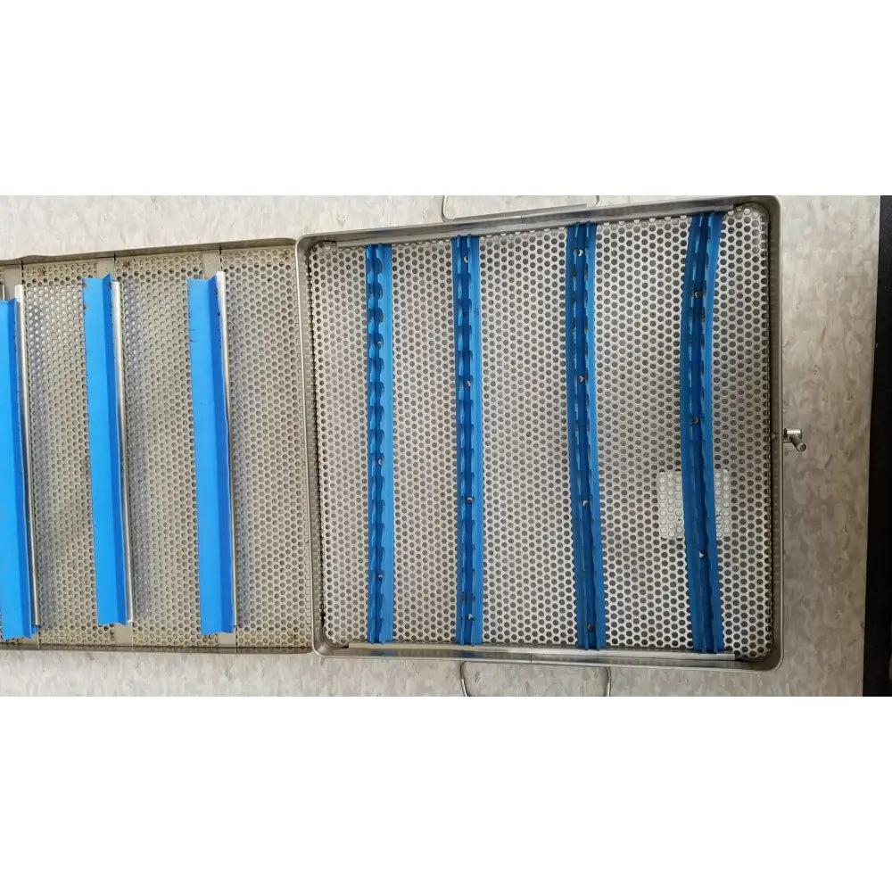 Jarit stainless steel 37988a surgical instrument tray with blue plastic dividers for sterilization case organization