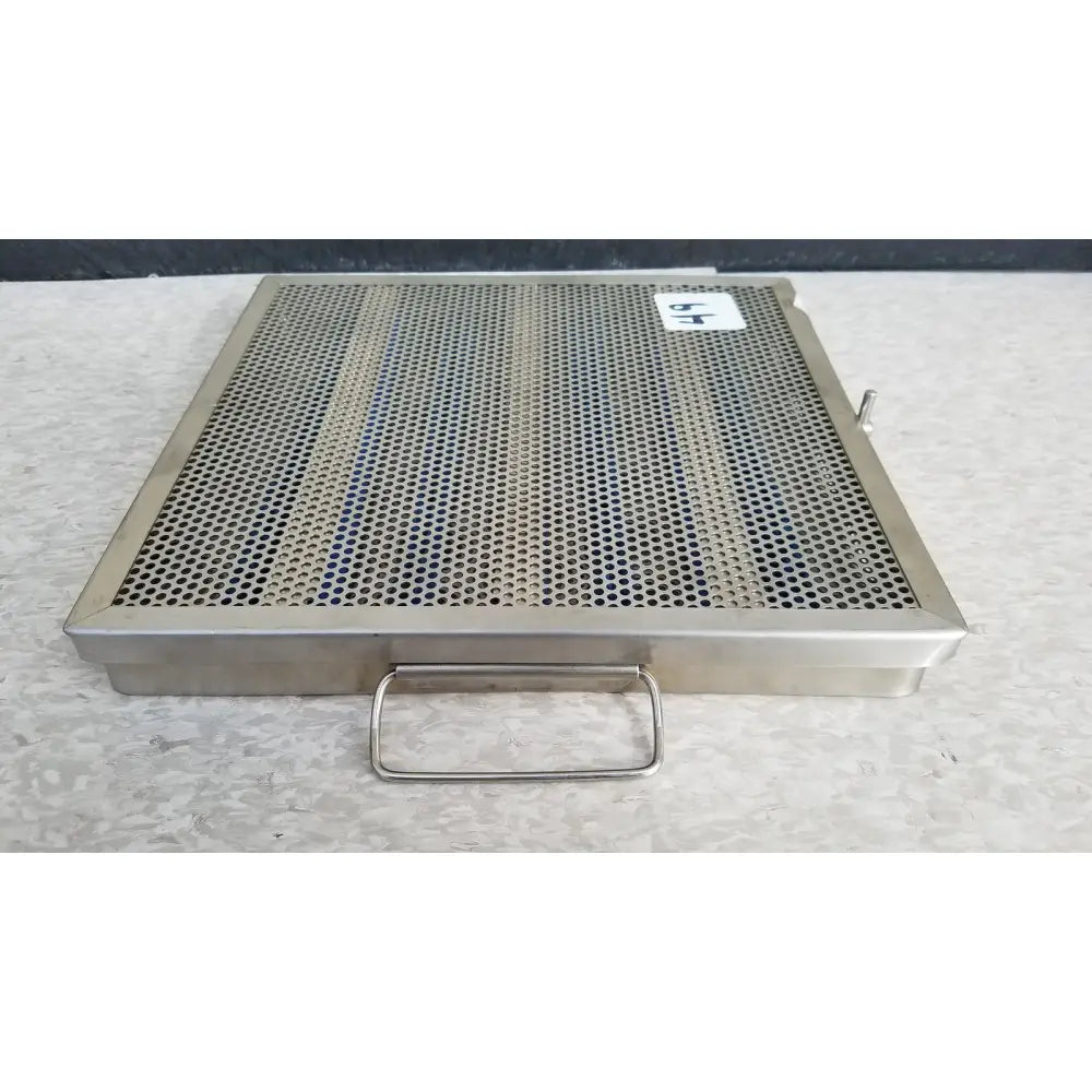 Jarit stainless steel 37988a perforated tray with rectangular handle and reinforced edges for sterilization case
