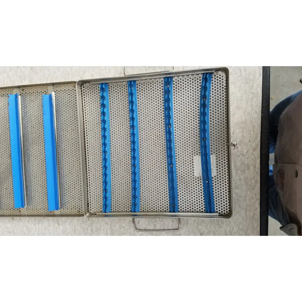 Jarit stainless steel 37988a surgical instrument tray with blue plastic dividers for sterilization case organization