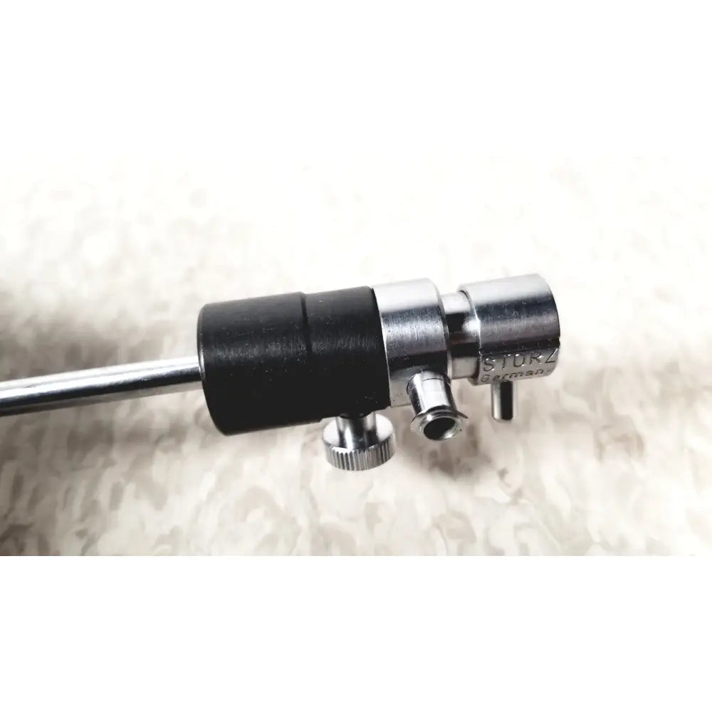 Silver and black sturz german turntable tonearm with matte black grip and metallic knobs for storz 10326f adult use