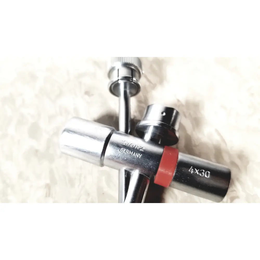 Silver chrome finished storz 10338c surgical bronchoscope scope sheath 4x30 socket wrench with red band and storz germany engraving