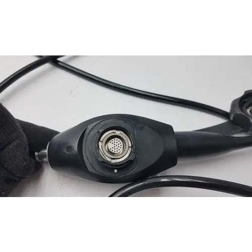 Black karl storz 11272vnu flexible video endoscope with metallic circular connector and flexible tubing back side view