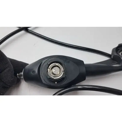 Black karl storz 11272vnu flexible video endoscope with metallic circular connector and flexible tubing back side view
