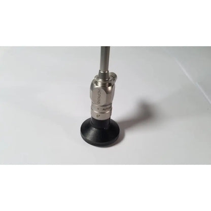 Silver hopkins brand karl storz 12015 AA 0 degree autoclavable telescope with black base and metallic shaft