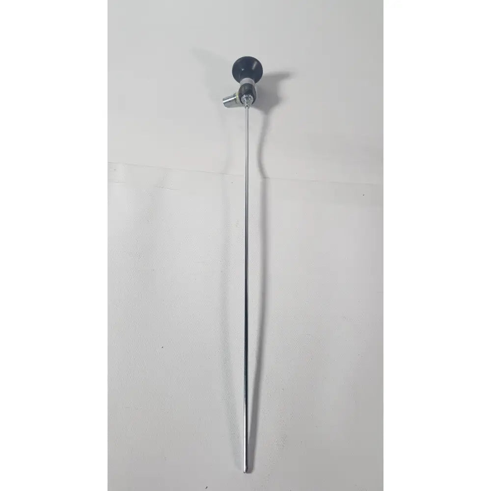 A sleek metallic karl storz 27020 c hopkins 70 degree cystoscope with black circular head and silver shaft for reuse medical use