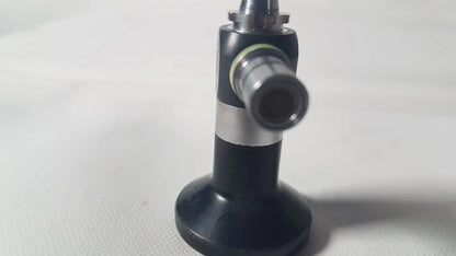 Black and silver karl storz 27020 c hopkins 70 degree cystoscope with cylindrical nozzle and metallic fittings for reuse medical use